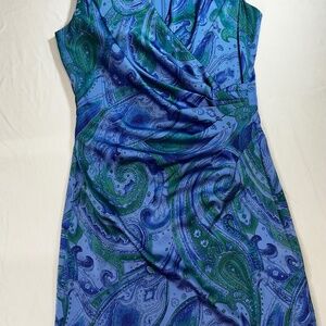 Ralph Lauren Paisley Floral Side Ruched Sleeveless Dress Size 2